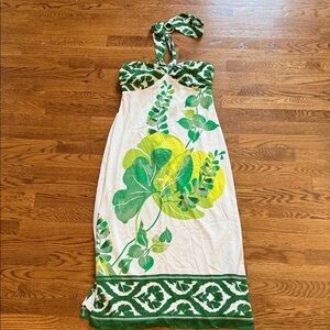 White House Black Market Green and White Halter Dress